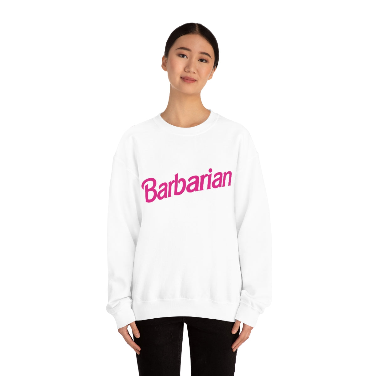 Barbie crew neck authentic sweatshirt, white, large size